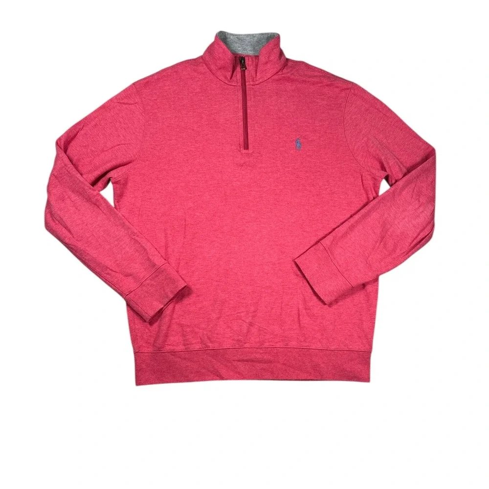 Polo Ralph Lauren 1/4 Zip Mens M Pullover Preppy Pony Red Long Sleeve Sweater
